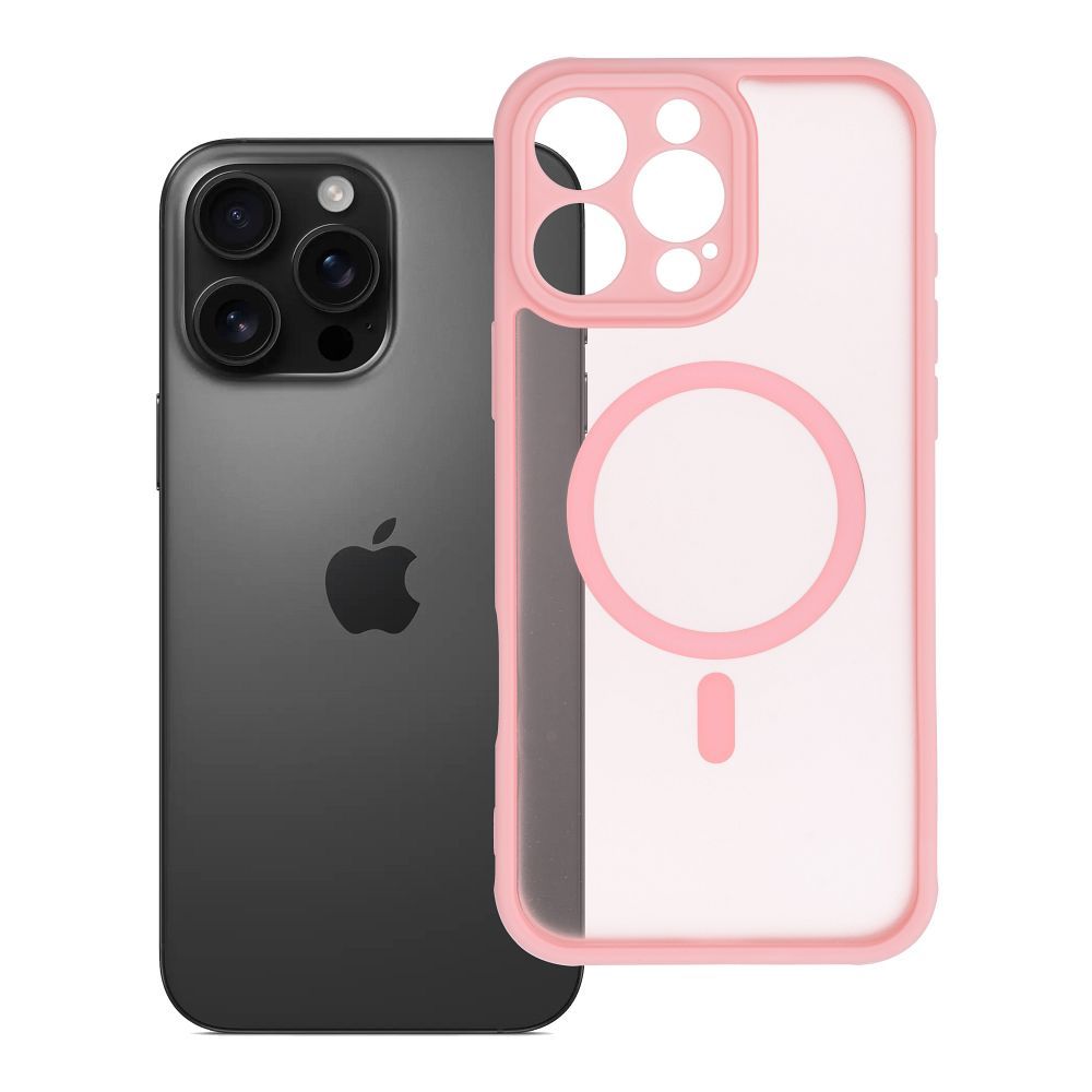 Suojakuori iPhone 16 PRO MAX:lle Full Matte Mag Cover yhteensopiva MagSafe vaaleanpunainen