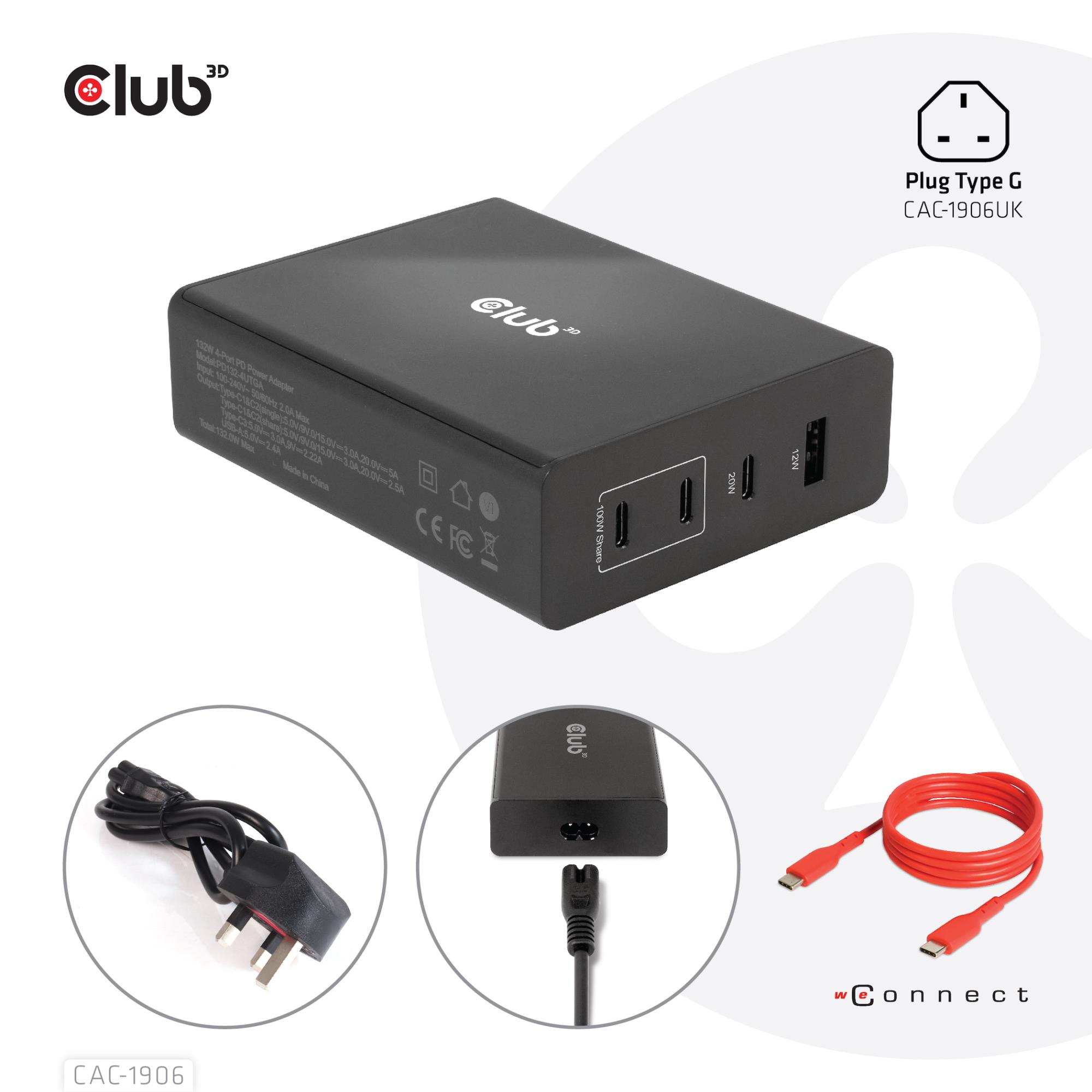 USB-C-matkalaturi Club3D CAC-1906 GaN 132 W