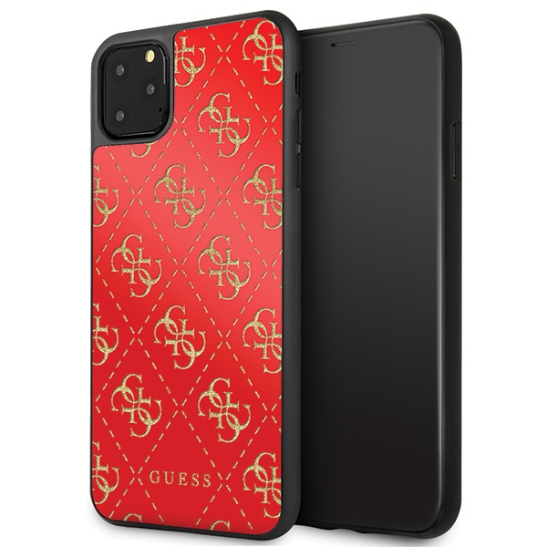 Guess GUHCN654GGPRE iPhone 11 Pro Max punainen/punainen kova kotelo 4G Double Layer Glitter