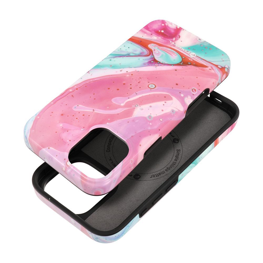 Suojakuori iPhone 16 PLUS:lle Forcell F-Protect Mirage MagSafe-yhteensopiva Military Drop-Test vaaleanpunainen marmori