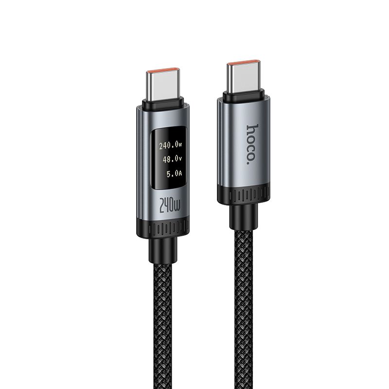 Kaapeli USB-A USB-C Hoco PD 6A 240W 1,2 m U148 digitaalinäytöllä musta
