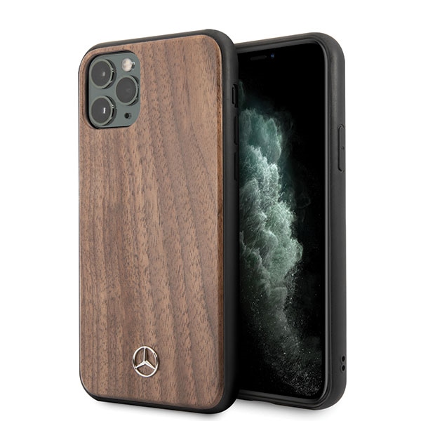 Mercedes Wood Line Walnut -kotelo iPhone 11 Pro Maxille - ruskea