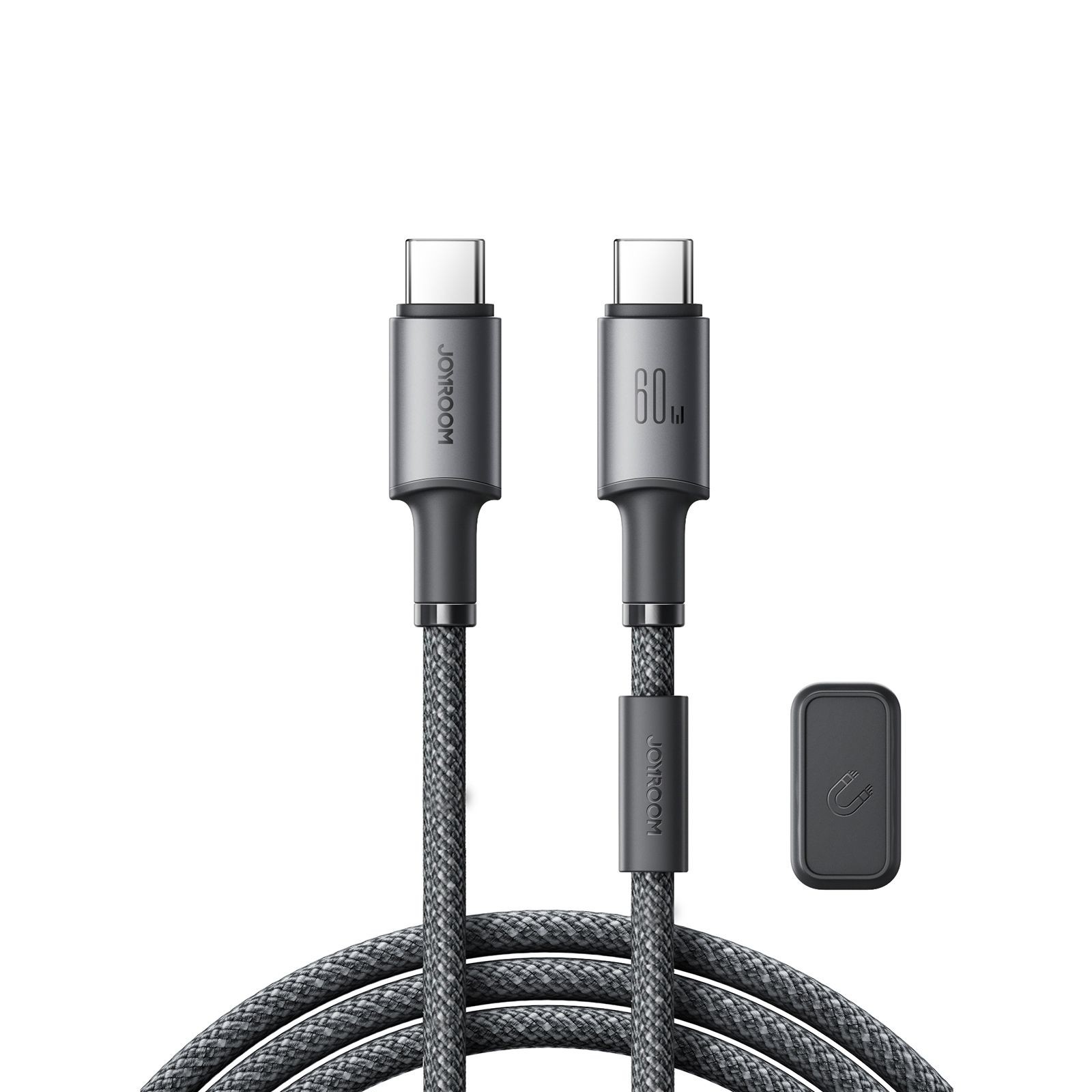 Joyroom S-A50 Unlimited Series 60W USB-C - USB-C -kaapeli magneettisella kaapelinorganisaattorilla 1,2 m - harmaa