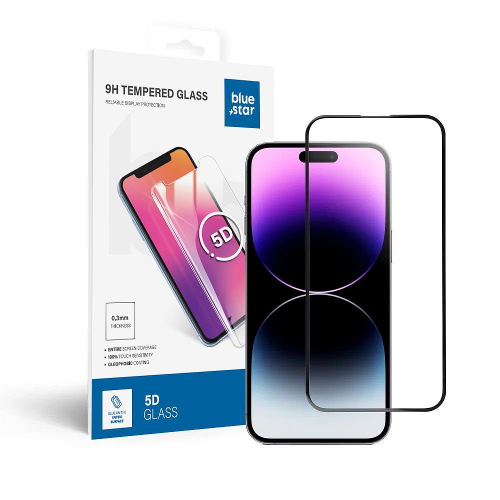Suojalasi Blue Star - APP IPHONE 14 Pro Max 5D koko näyttö musta