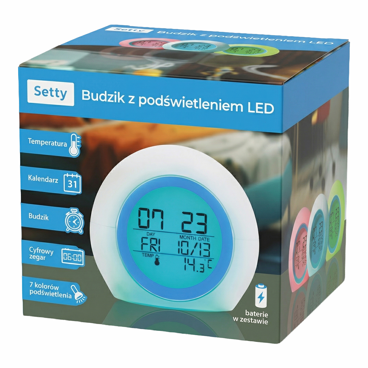 Setty herätyskello LED-valolla, sininen JZ-212