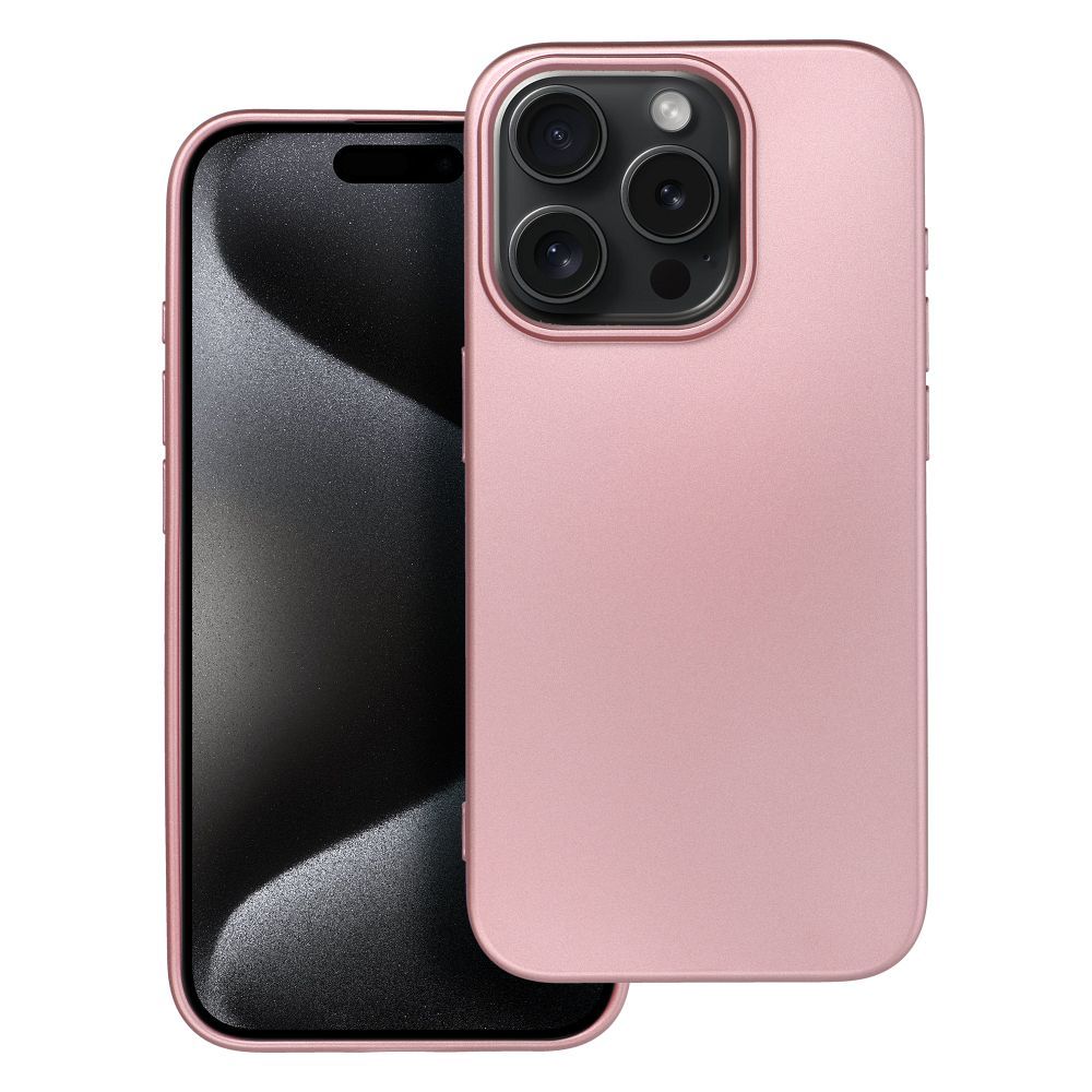 Metallinen Suojakuori iPhone 15 PRO:lle vaaleanpunainen