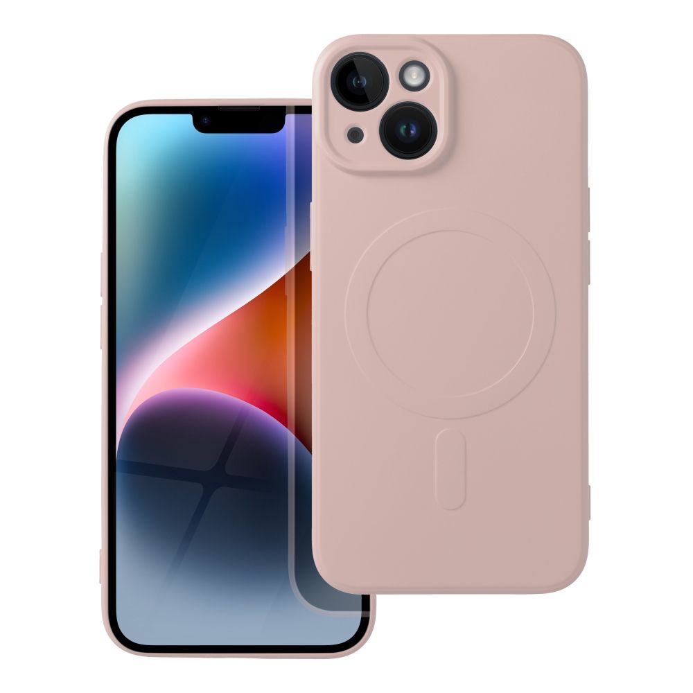 Silikoninen Mag Cover iPhone 14:lle yhteensopiva MagSafen kanssa vaaleanpunainen