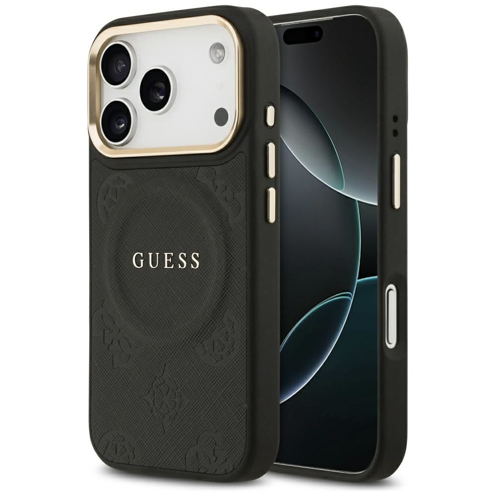 GUESS Suojakuori IPHONE 17 Pro MagSafe GUHMP17LPSAMSECK (PU W/ Peony Hot Stamp) musta