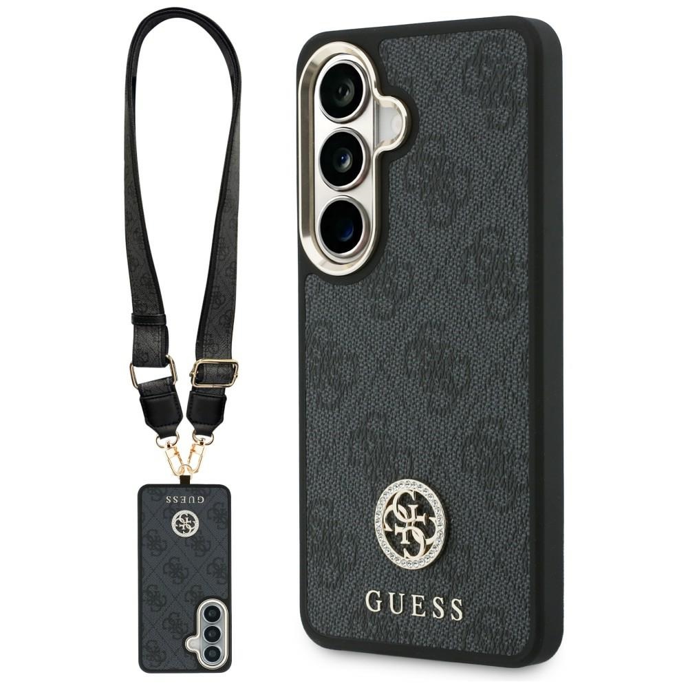 Guess 4G Big Rhinestone Triangle Strap MagSafe -suojakuori Samsung Galaxy S26:lle musta
