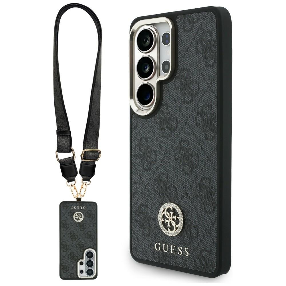 Guess 4G Big Rhinestone Triangle Strap MagSafe -suojakuori Samsung Galaxy S26 Ultralle musta