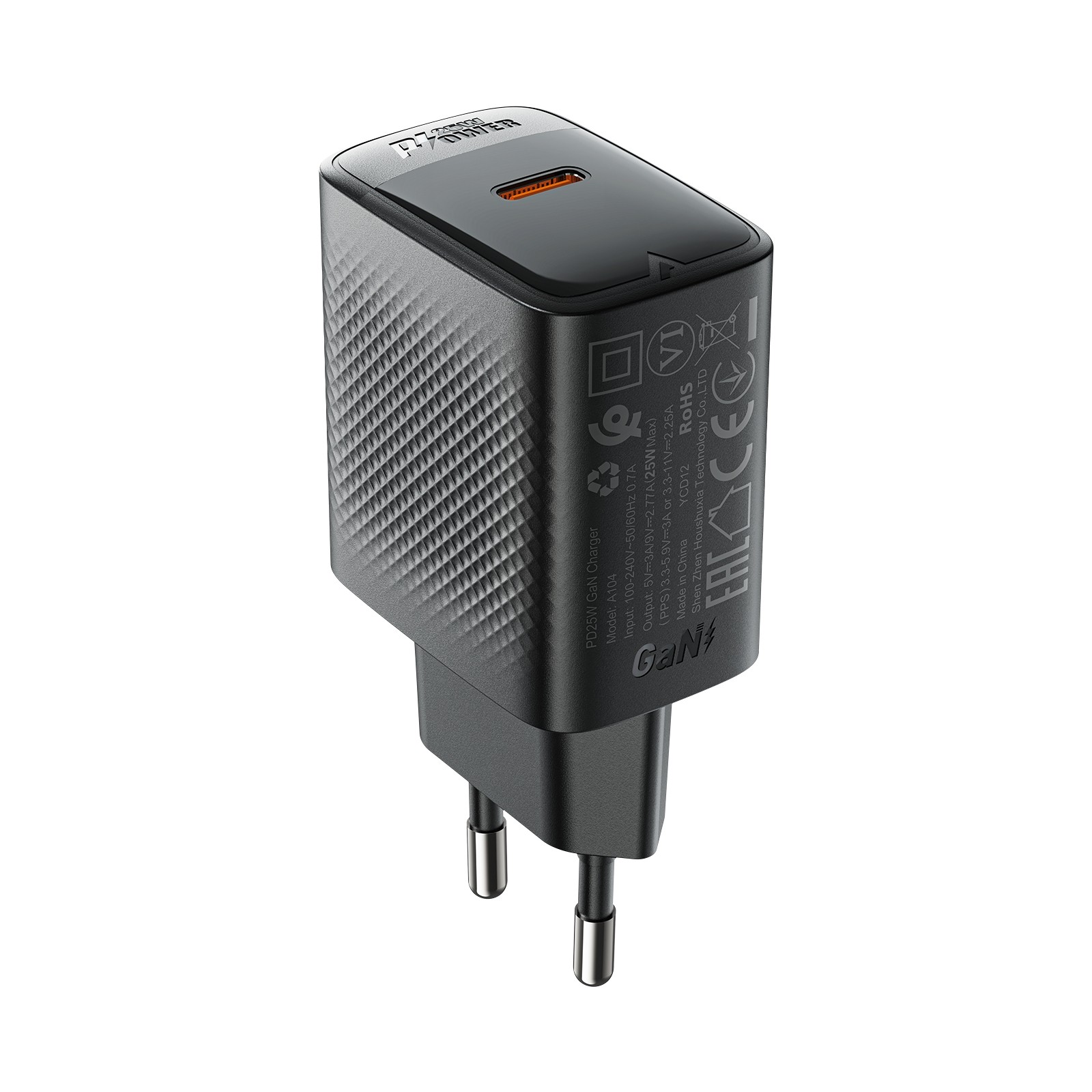 Acefast A104 GaN laturi USB-C PD SFC 25 W - musta