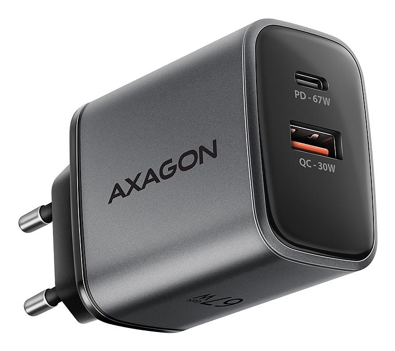 USB-seinälaturi 67 W, GaN, 2 porttia, ACU-PQ67 AXAGON