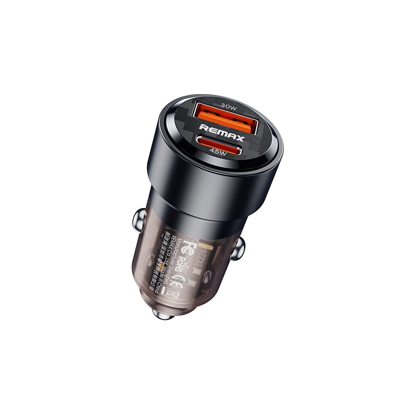 Remax auton laturi RCC360 75W USB-C/USB-A musta