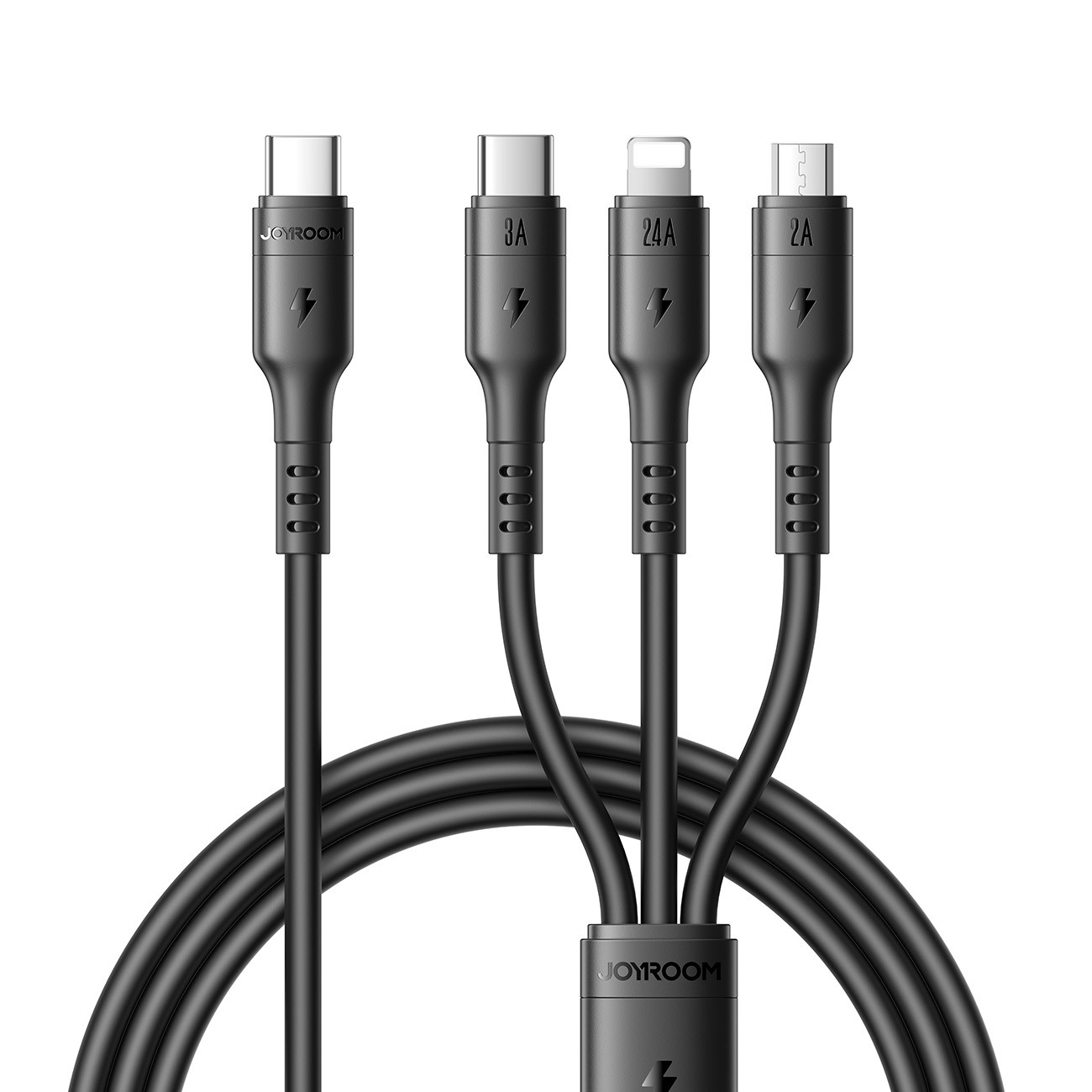 USB Kaapeli Joyroom S-A61 USB-C USB-C/Lightning/MicroUSB 3.5A 1.2m musta