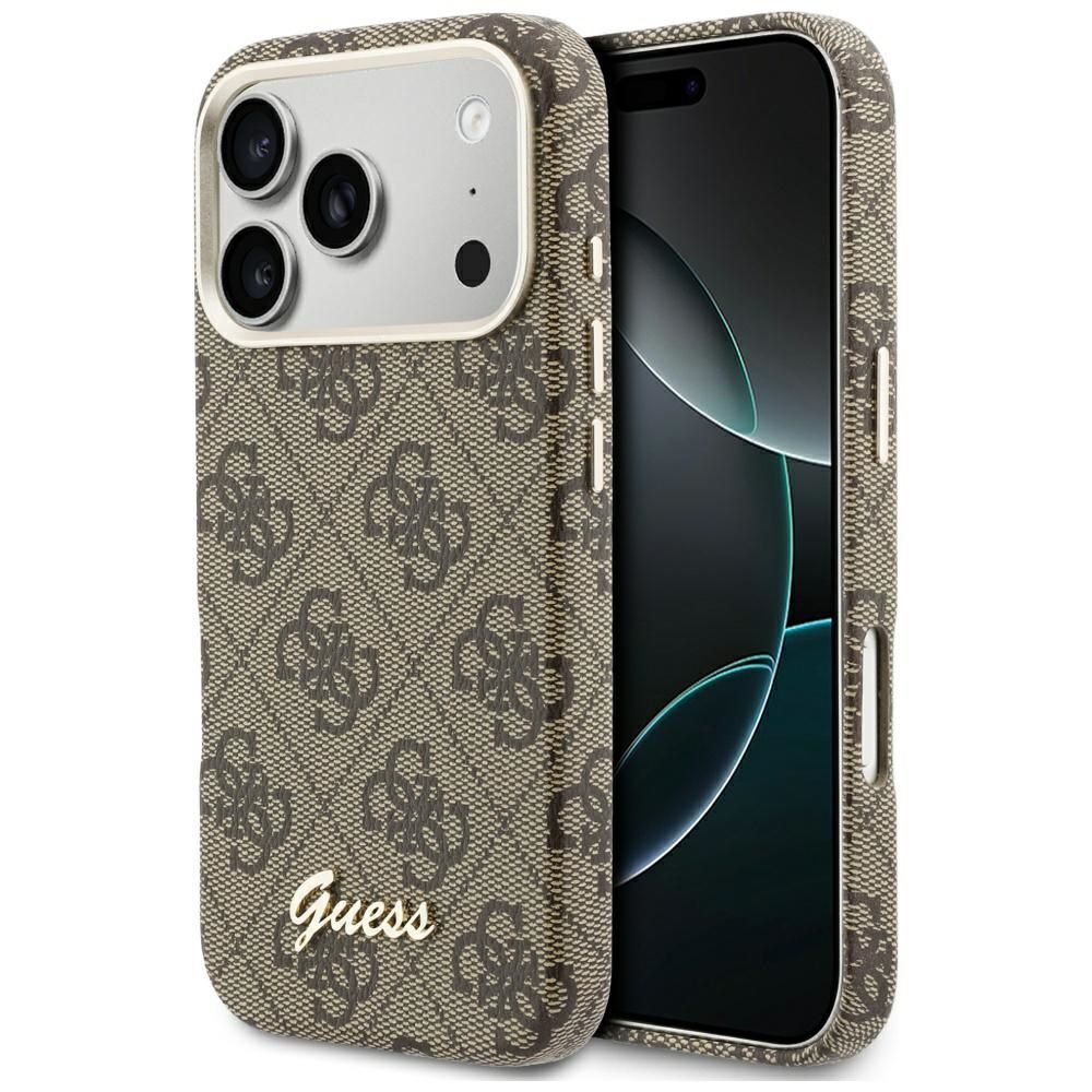 Guess 4G Script MagSafe suojakuori iPhone 17 Pro ruskea