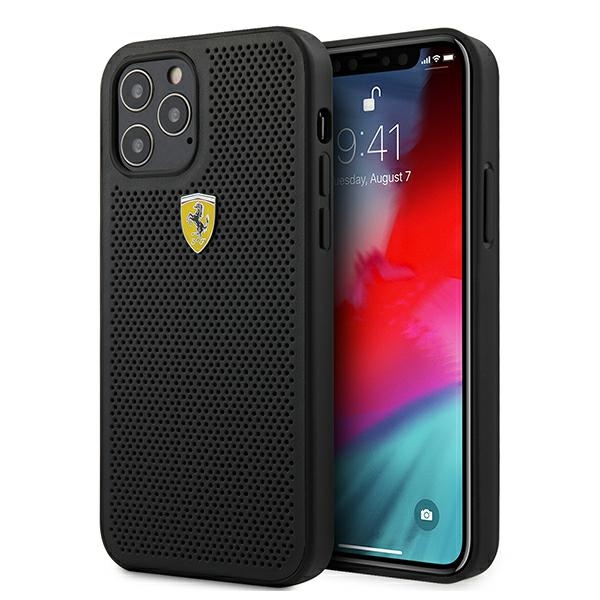 Ferrari FESPEHCP12LBK iPhone 12 Pro Max 6.7" musta/musta kovakotelo On Track rei'itetty