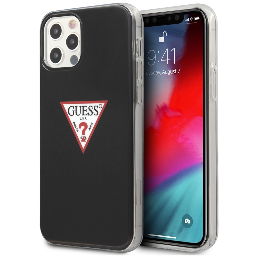 Guess GUHCP12MPCUCTLBK iPhone 12/12 Pro 6.1" musta/musta kovakotelo Triangle-mallisto