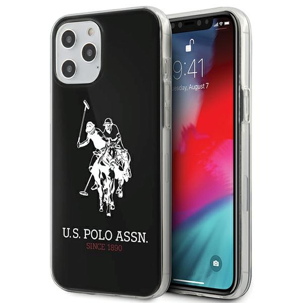 US Polo USHCP12LTPUHRBK Shiny Big Logo suojakuori laitteelle iPhone 12 Pro Max 6.7", musta