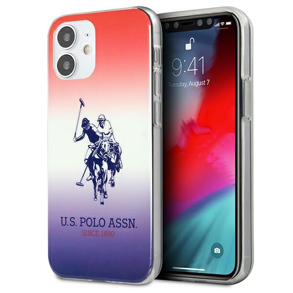 US Polo Assn. Gradient Pattern Collection suojakuori laitteelle iPhone 12 mini, punainen / sininen