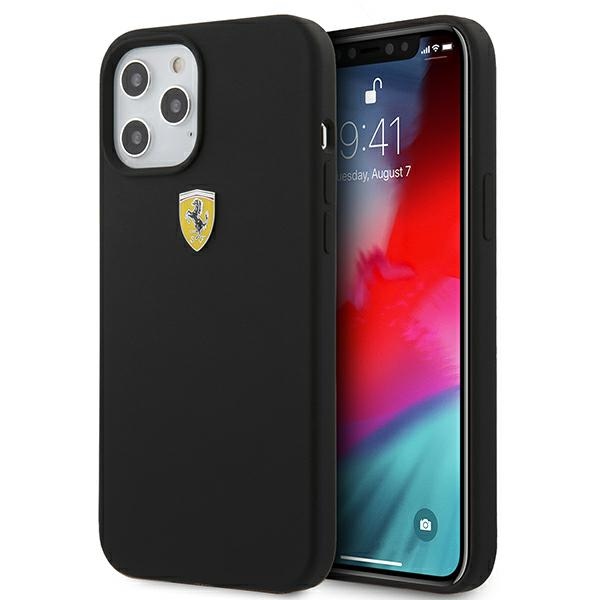 Ferrari FESSIHCP12LBK iPhone 12 Pro Max 6.7" musta/musta kovakotelo On Track Silikoni