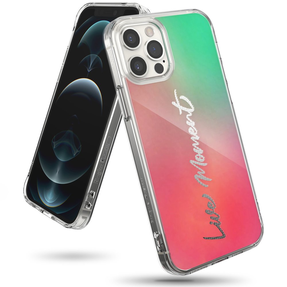 Ringke Fusion Design PC kotelo TPU puskuri iPhone 12 Pro Max vaaleanpunainen-vihreä (GNAP0028)