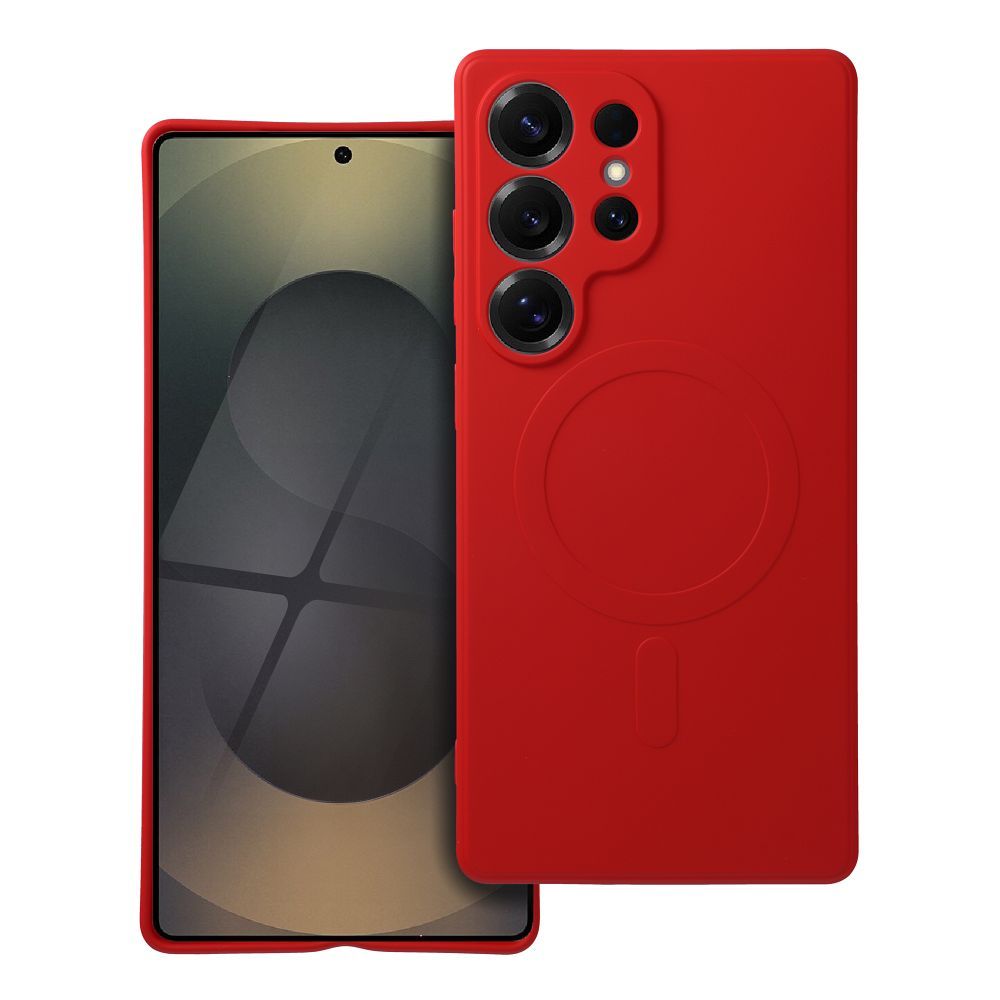 Silikoninen Mag Cover Samsung S25 ULTRA:lle yhteensopiva MagSafen kanssa punainen