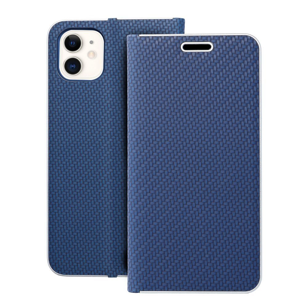 Flip-suojakuori iPhone 11:lle Luna Book Carbon sininen