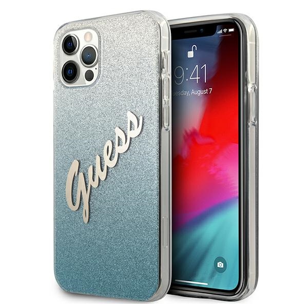 Guess GUHCP12LPCUGLSBL iPhone 12 Pro Max 6.7" sininen/sininen kovakotelo Glitter Gradientti Script