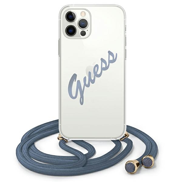 Guess GUHCP12MCRTVSBL iPhone 12/12 Pro 6.1" sininen/sininen kovakotelo Script Vintage