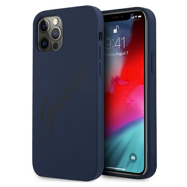 Guess GUHCP12LLSVSBL iPhone 12 Pro Max 6.7" sininen/sininen kovakotelo Script Vintage