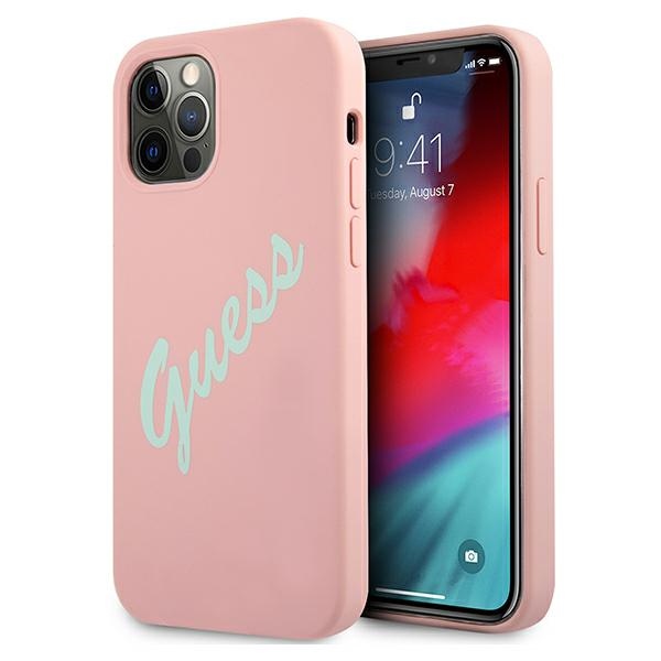 Guess GUHCP12LLSVSPG iPhone 12 Pro Max 6.7" ruusunvihreä/vihreä vaaleanpunainen kovakotelo Silikoni Vintage