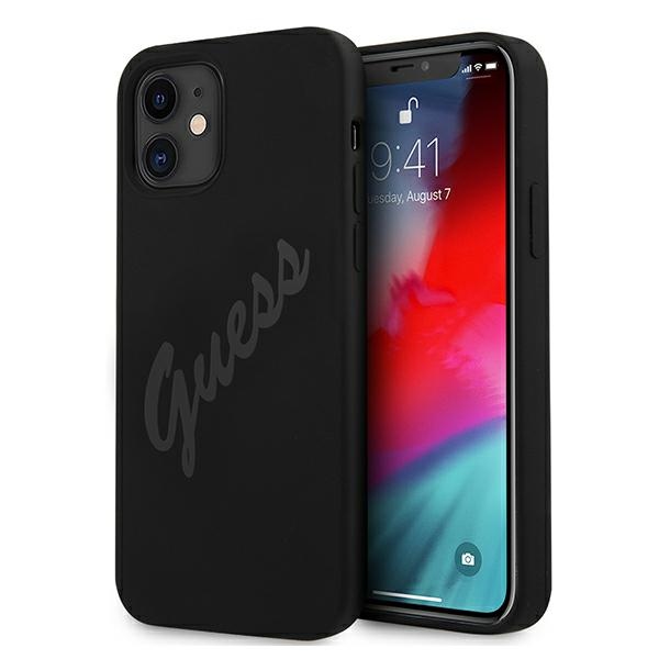 Guess GUHCP12SLSVSBK iPhone 12 mini 5.4" musta/musta kovakotelo Script Vintage