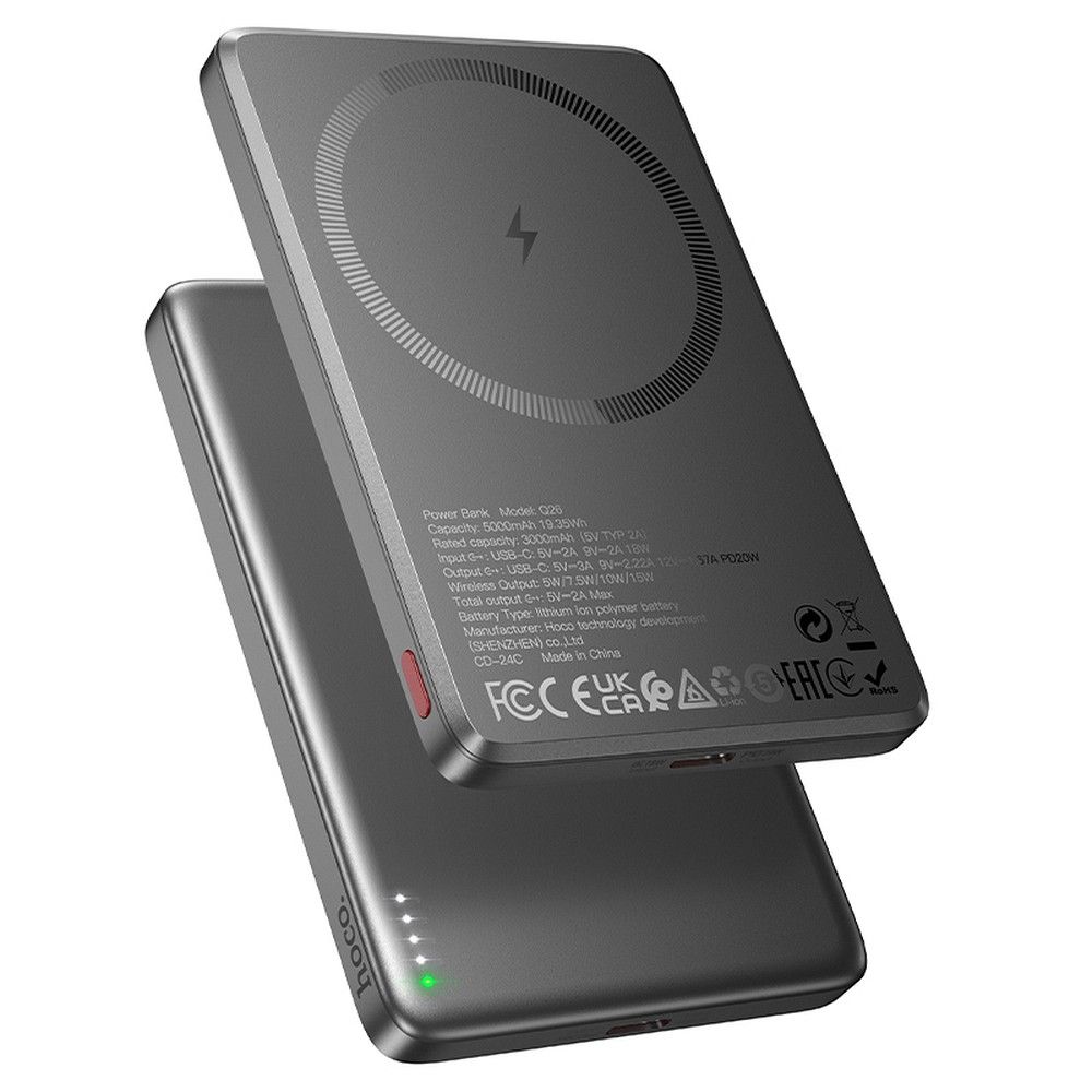 Varavirtalähde MagSafe-yhteensopiva Hoco 5000 mAh QC PD 2A 20W Q26 metallinen harmaa