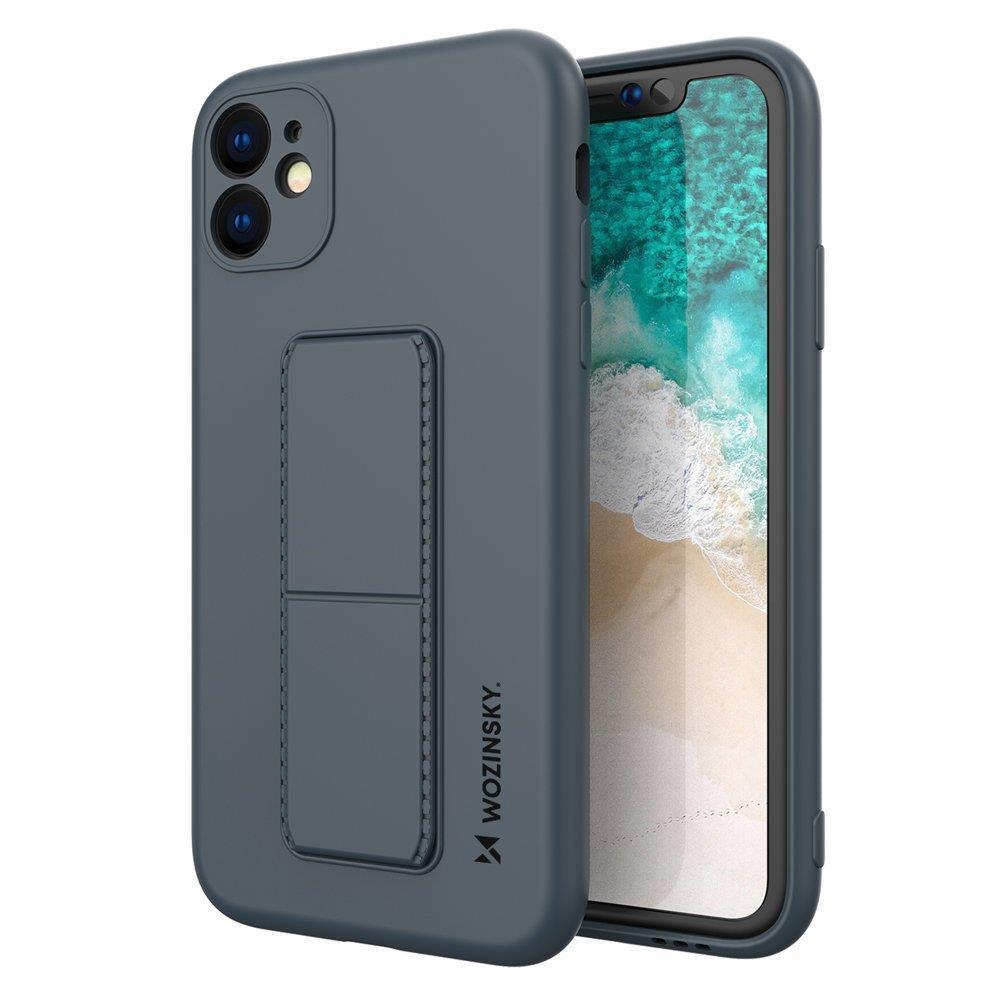 Wozinsky Kickstand Case silikonikotelo jalustalla iPhone 11 Pro tummansininen
