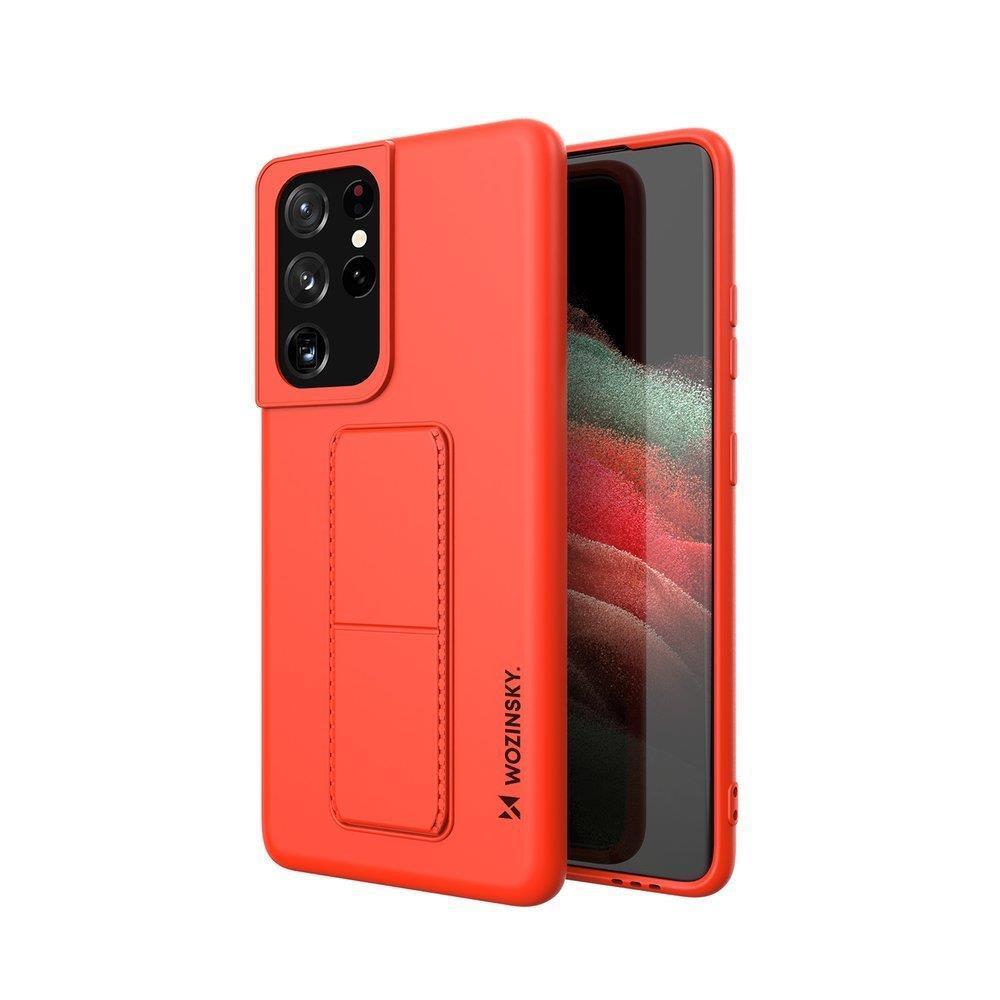 Wozinsky Kickstand Case silikoni tapauksessa jalusta Samsung Galaxy S21 Ultra 5G punainen