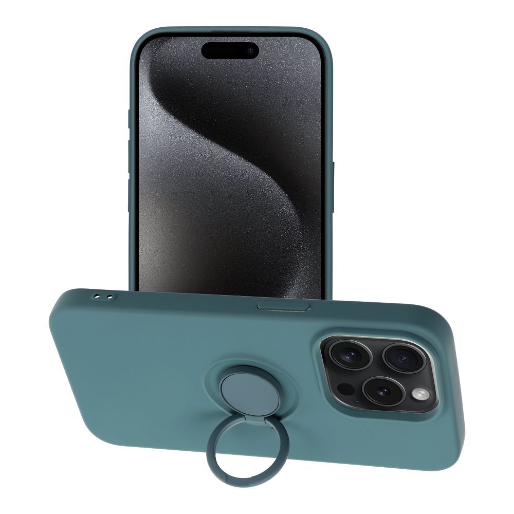 Silikoninen Suojakuori Renkaalla iPhone 15 PRO:lle vihreä