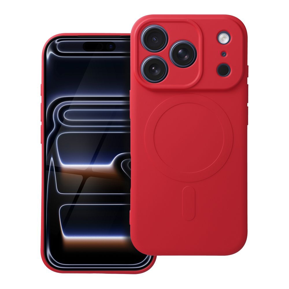 Silikoninen Mag Cover iPhone 17 PRO:lle MagSafe-yhteensopiva punainen