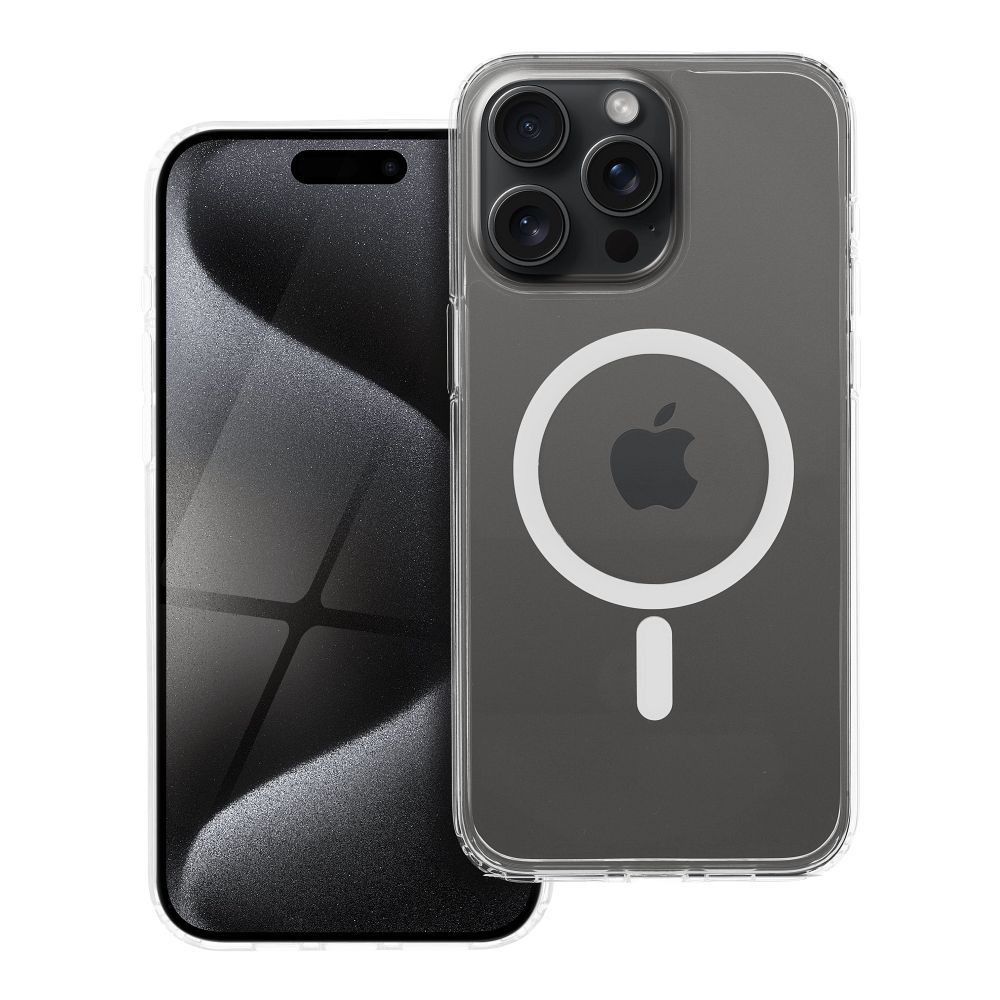 Suojakuori iPhone 15 PRO MAX:lle Forcell F-Protect Clear Hybrid Premium yhteensopiva MagSafen kanssa läpinäkyvä