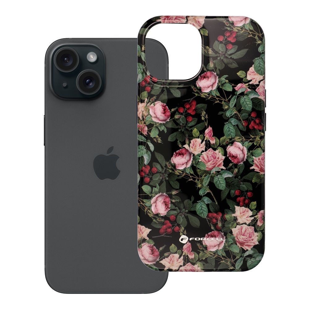 Suojakuori iPhone 15:lle Forcell F-Protect Mirage MagSafe-yhteensopiva Military Drop-Test ruusudraama