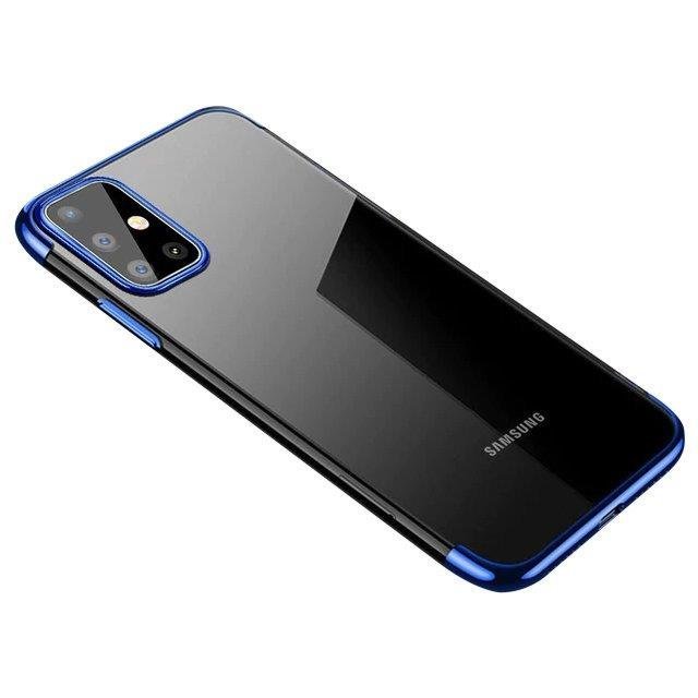Kirkas väri Asia Gel TPU Galvanointi kehys Cover Samsung Galaxy A72 4G sininen sininen