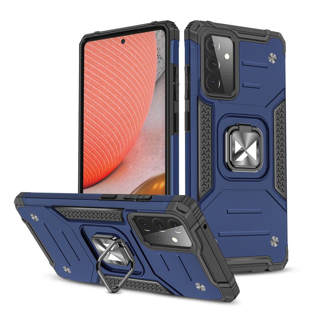 Wozinsky Ring Armor Case Kickstand Kova Rugged Cover Samsung Galaxy A72 4G sininen sininen