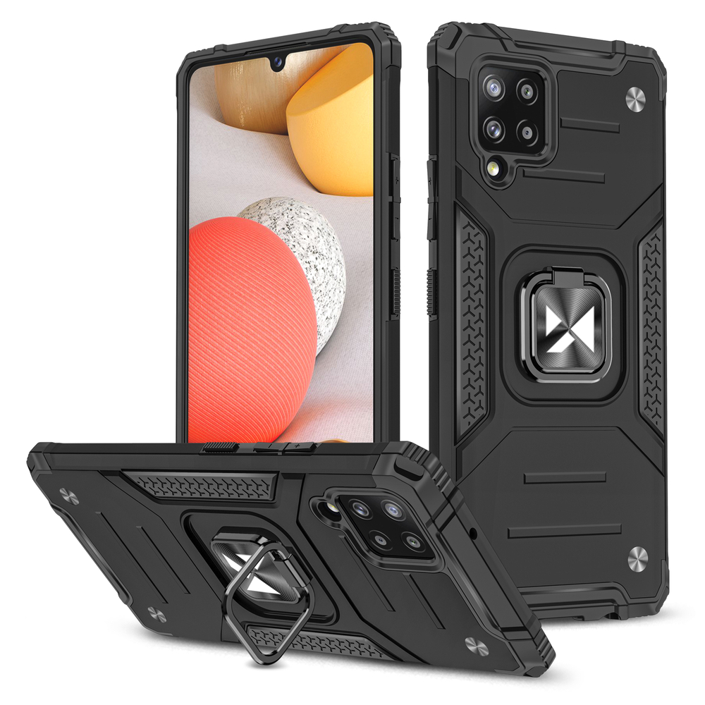 Wozinsky Ring Armor Case Kickstand Kova Rugged Cover Samsung Galaxy A42 5G musta musta