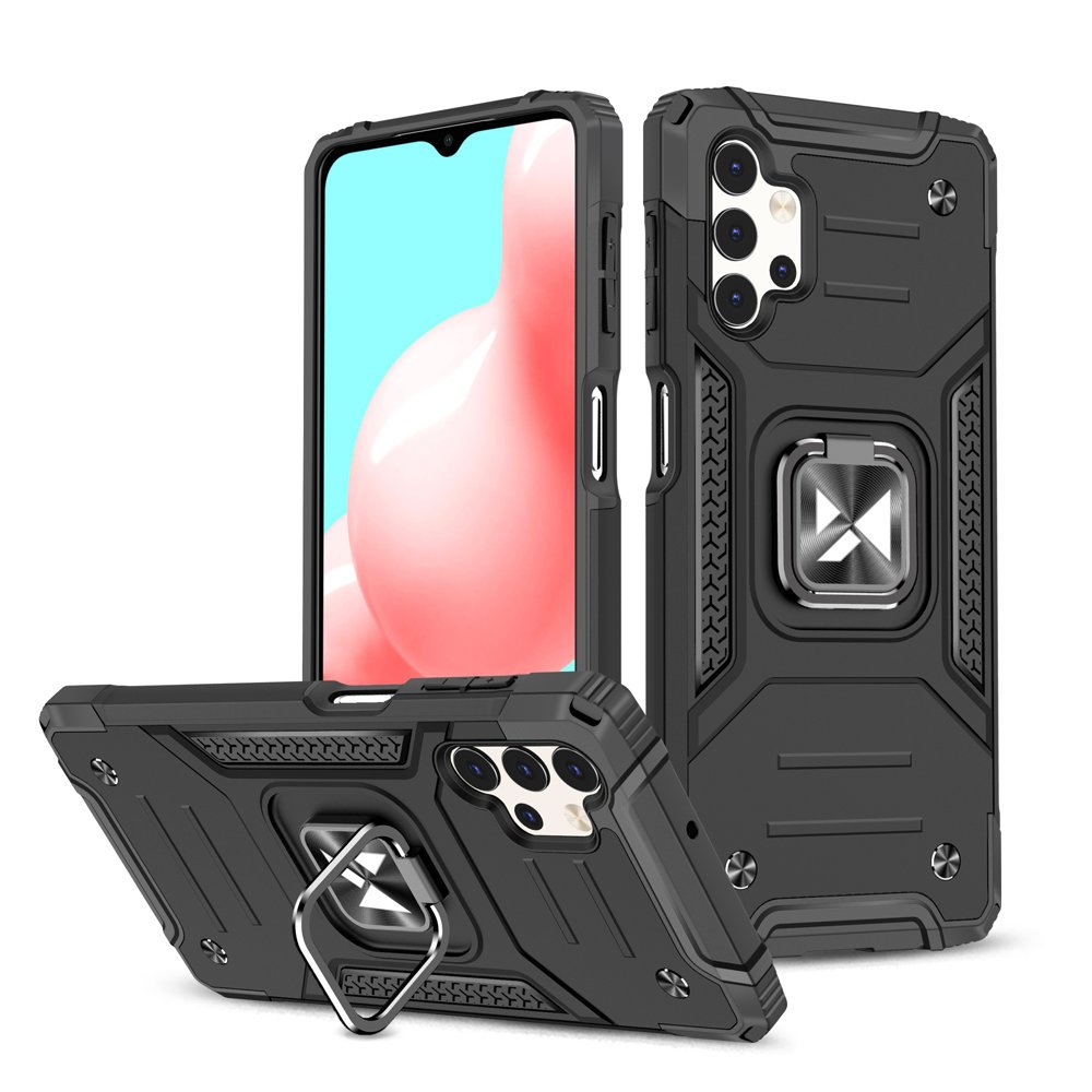 Wozinsky Ring Armor Case Kickstand Kova Rugged Cover Samsung Galaxy A32 5G musta musta