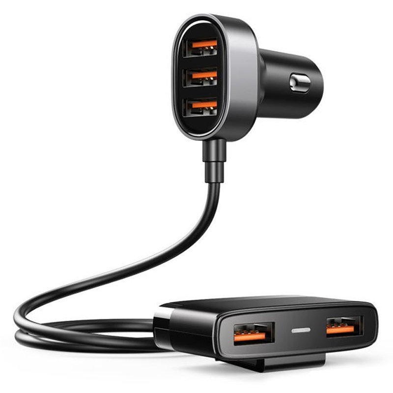 Joyroom nopea autolaturi 5x USB 6.2 A jatkokaapelilla musta (JR-CL03)