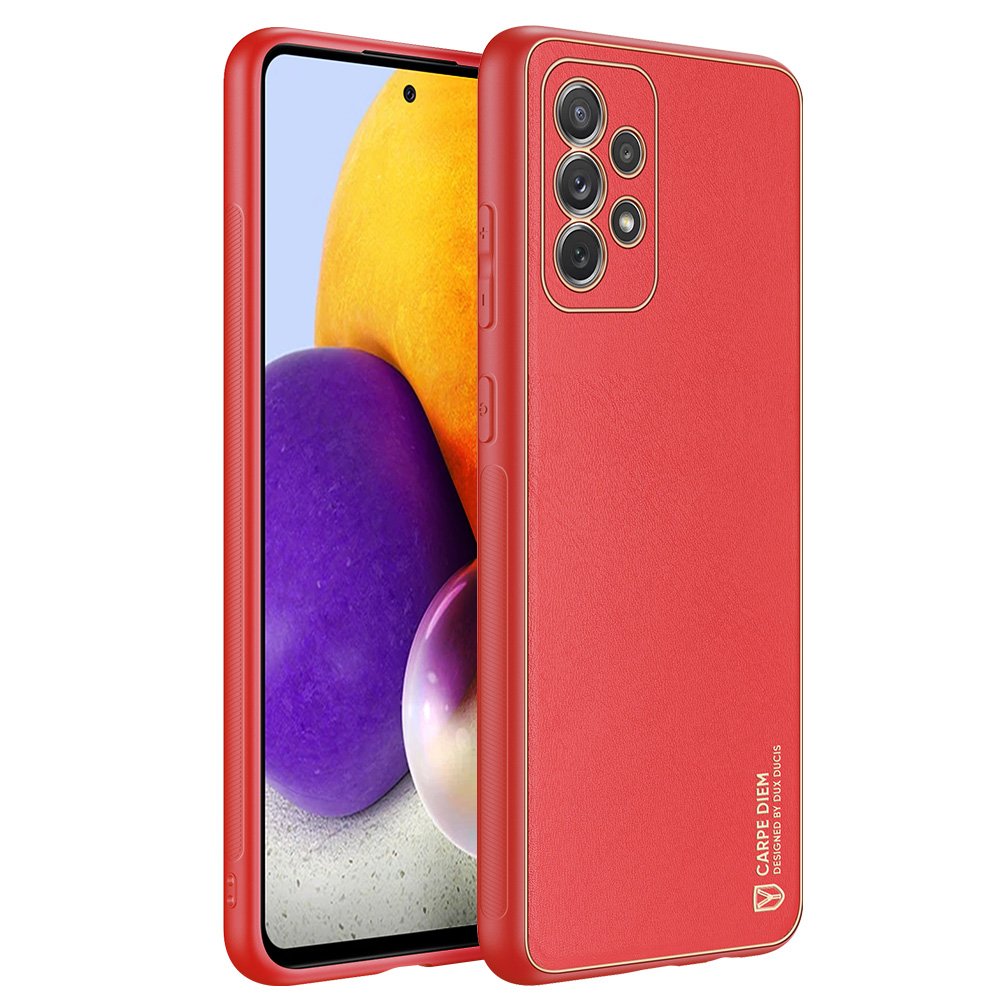 Dux Ducis Yolo tyylikäs kotelo pehmeä TPU ja PU-nahka Samsung Galaxy A72 4G punainen