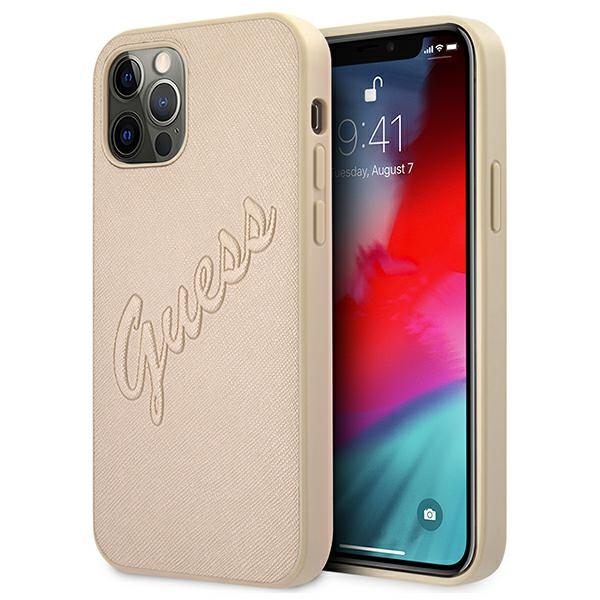 Guess GUHCP12MRSAVSLG iPhone 12/12 Pro 6.1" kultainen/kultainen kovakotelo Saffiano Vintage Script