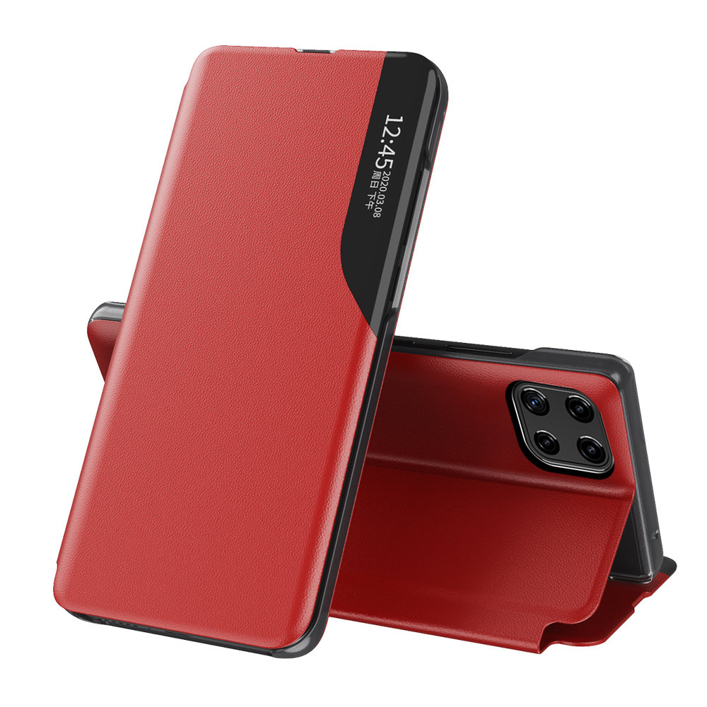 Eco Nahka View Case tyylikäs kirjahylly tyyppi tapauksessa kickstand Samsung Galaxy A22 4G punainen