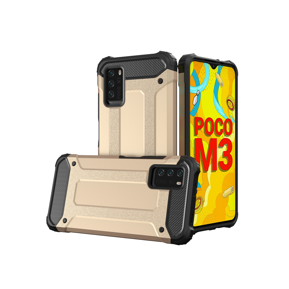 Hybrid Armor Case Kova Rugged Cover for Xiaomi Redmi Note 10 5G / Poco M3 Pro kultainen