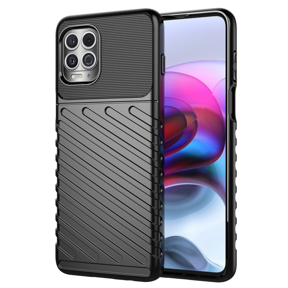 Thunder Case Joustava Kova Rugged Cover TPU Kotelo Motorola Moto G100 / Edge S musta