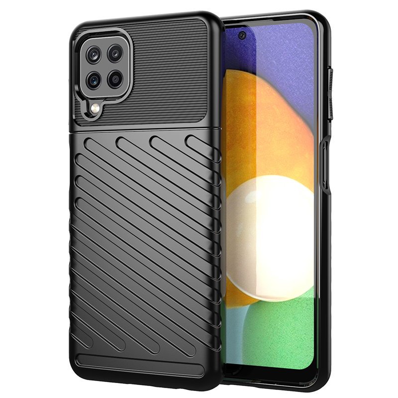 Thunder Case Joustava Kova Rugged Cover TPU Kotelo Samsung Galaxy A22 4G musta